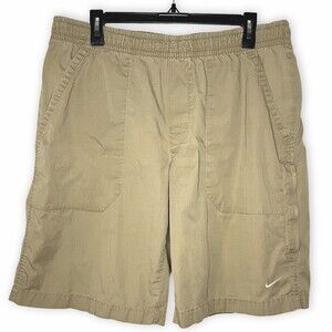 Nike Vintage Mens Shorts Large Light Brown Cotton Casual Pull-On Summer Beach